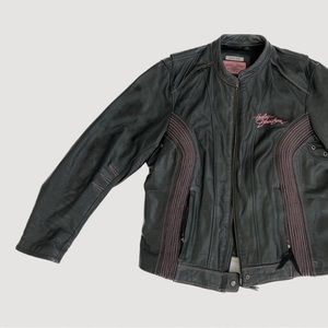 Harley Davidson black and pink leather jacket